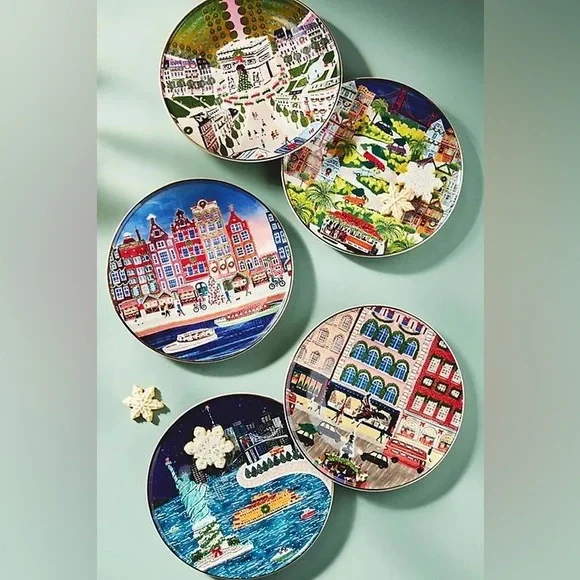 Anthropologie Holiday In Paris Dessert Plate - Picture 4 of 4